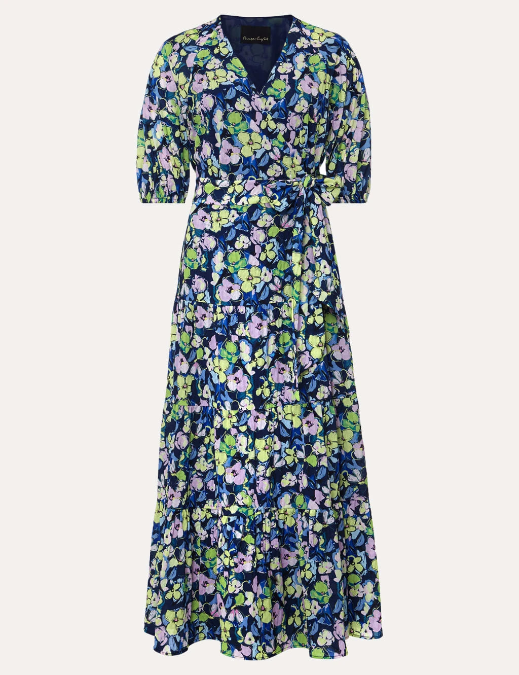 Floral V-Neck Tie Waist Maxi Wrap Dress 2 Floral V-Neck Tie Waist Maxi Wrap Dress - Image 2