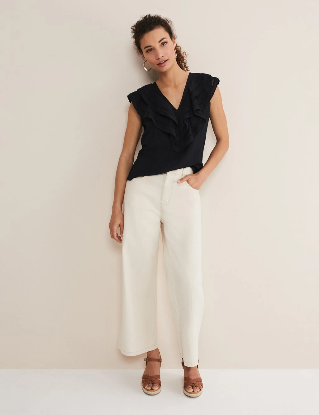 Linen Rich V-Neck Ruffle Blouse 6 Linen Rich V-Neck Ruffle Blouse - Image 6