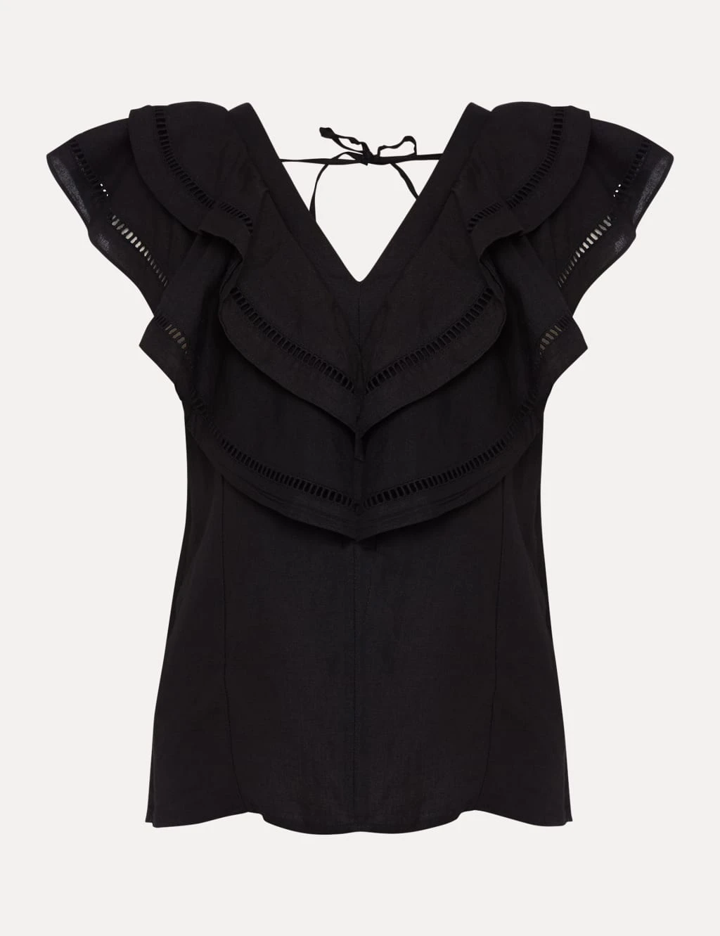 Linen Rich V-Neck Ruffle Blouse 2 Linen Rich V-Neck Ruffle Blouse - Image 2