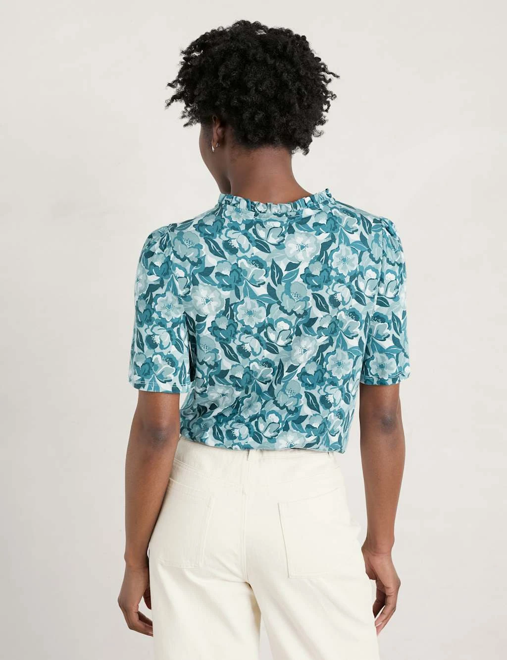 Cotton Blend Floral Frill Detail Top 4 Cotton Blend Floral Frill Detail Top - Image 4