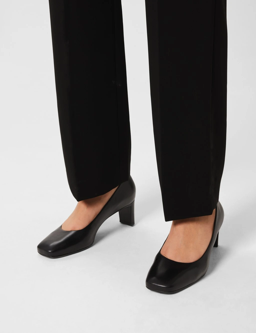 Leather Slip On Block Heel Court Shoes 3 Leather Slip On Block Heel Court Shoes - Image 3