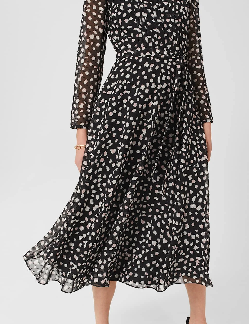 Printed High Neck Midi Waisted Dress 3 Printed High Neck Midi Waisted Dress - Image 3