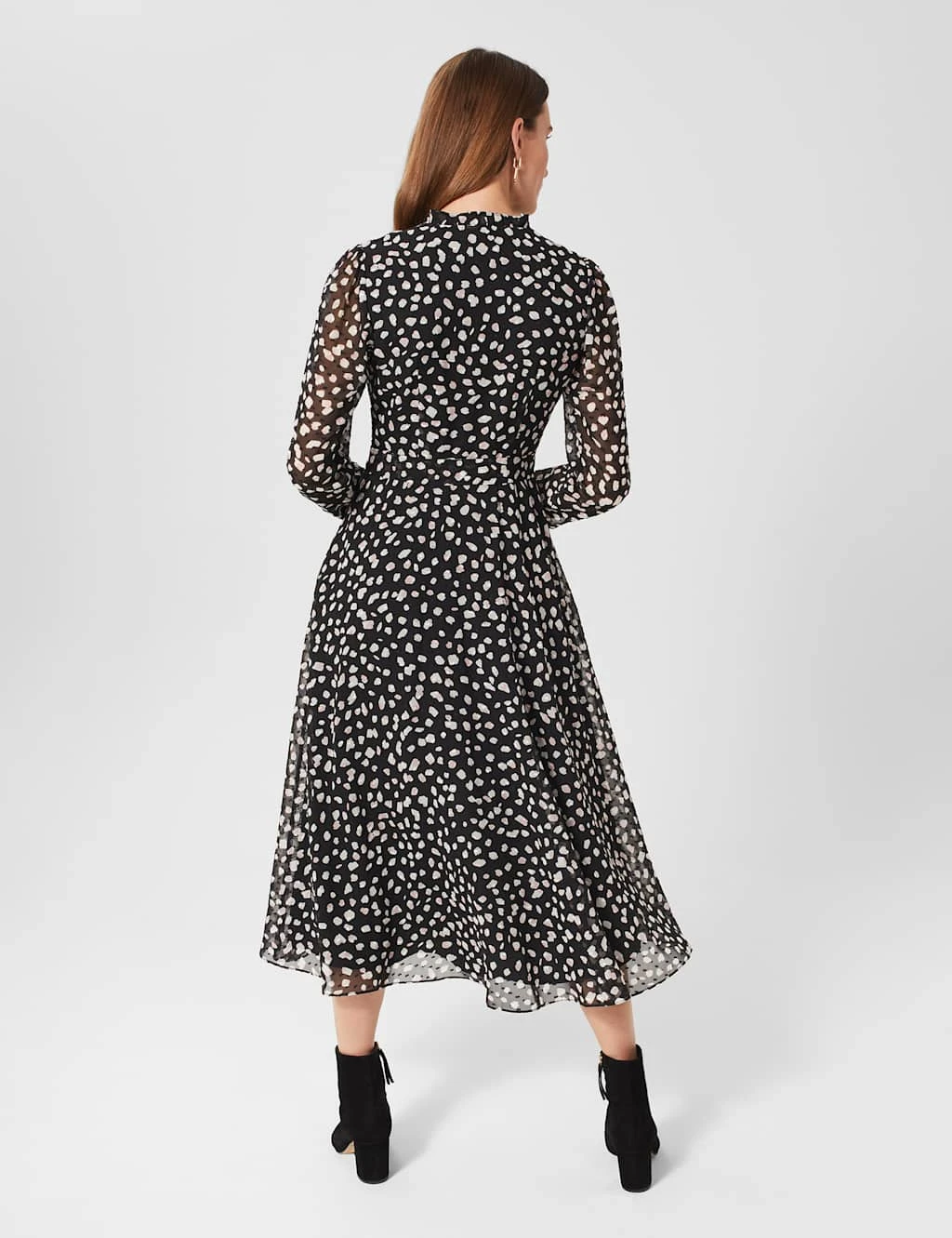 Printed High Neck Midi Waisted Dress 5 Printed High Neck Midi Waisted Dress - Image 5