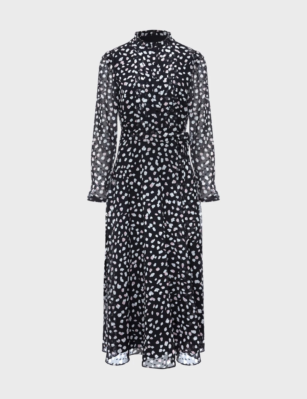 Printed High Neck Midi Waisted Dress 2 Printed High Neck Midi Waisted Dress - Image 2