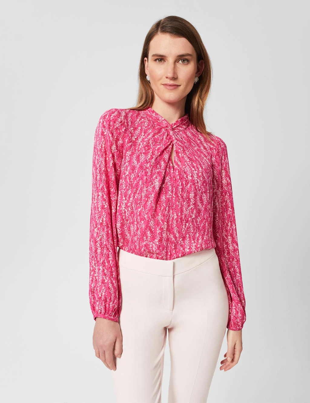 Printed High Neck Long Sleeve Blouse 1 Printed High Neck Long Sleeve Blouse