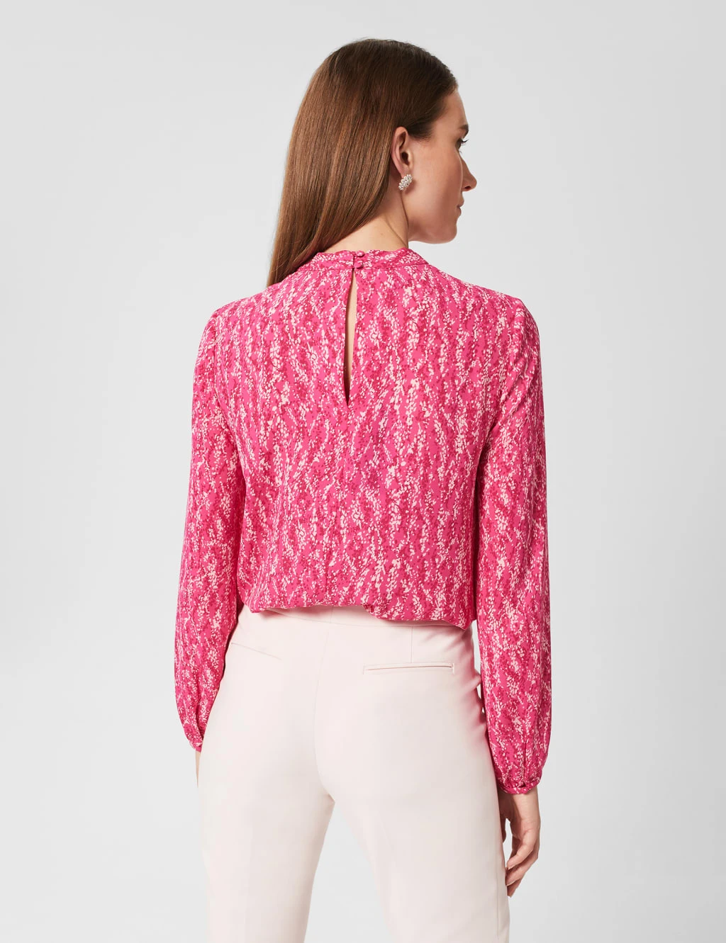 Printed High Neck Long Sleeve Blouse 3 Printed High Neck Long Sleeve Blouse - Image 3