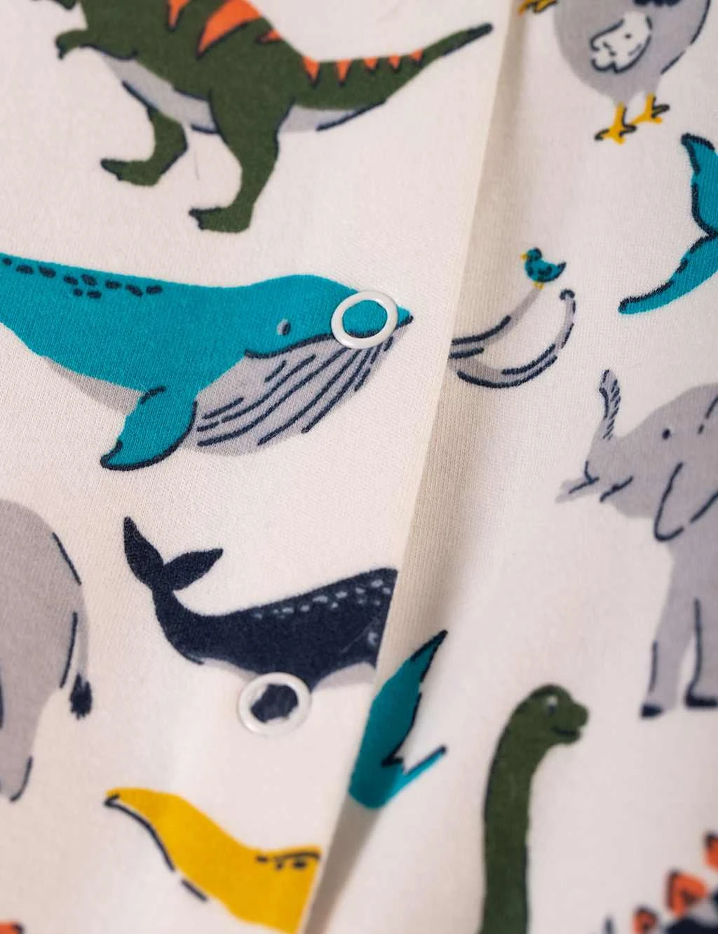 Frugi Organic Cotton Dinosaur Sleepsuit (0-18 Mths) 4 Frugi Organic Cotton Dinosaur Sleepsuit (0-18 Mths) - Image 4