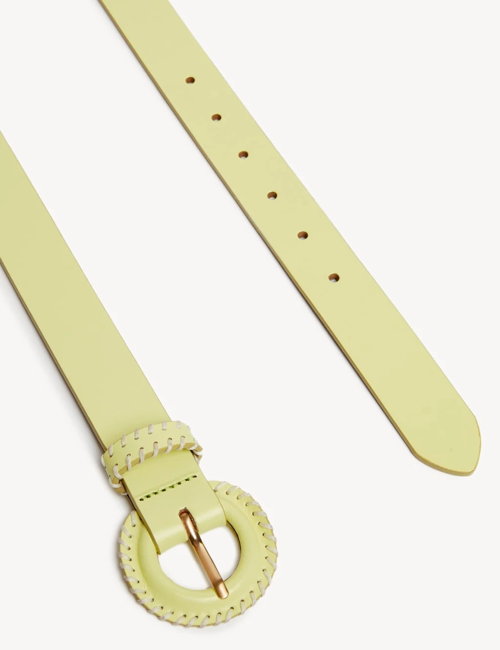 Leather Circle Buckle Whipstitch Jeans Belt 2 Leather Circle Buckle Whipstitch Jeans Belt - Image 2