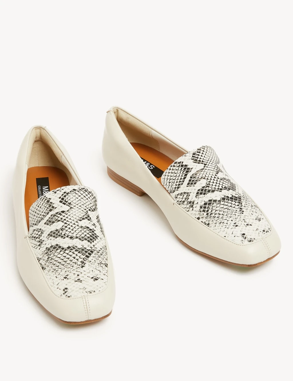 Wide Fit Leather Snake Flat Loafers 2 Wide Fit Leather Snake Flat Loafers - Image 2