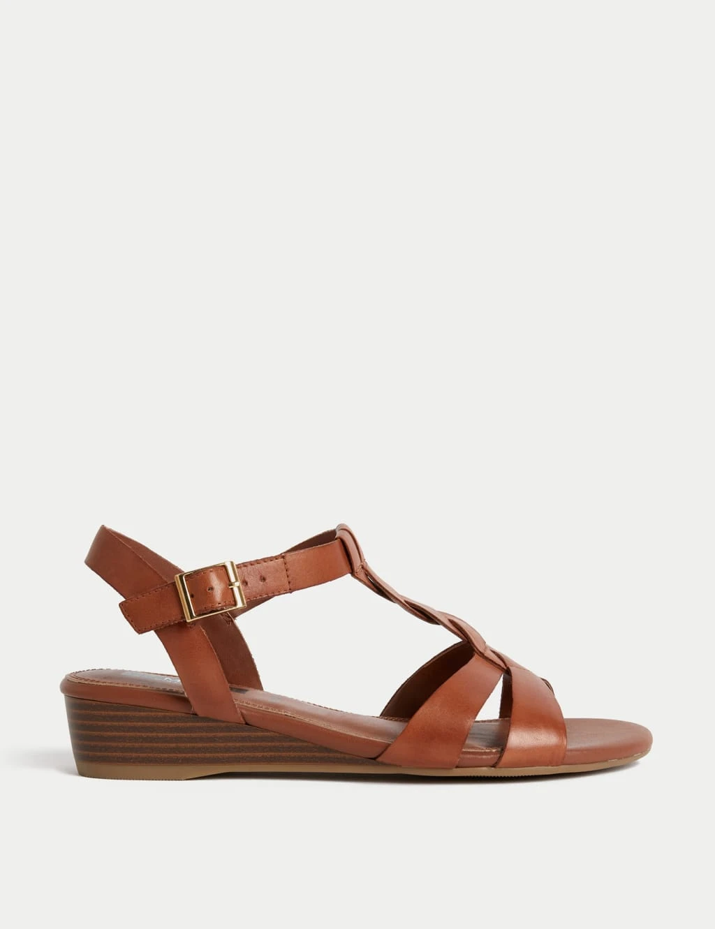 Wide Fit Leather Wedge Sandals 1 Wide Fit Leather Wedge Sandals