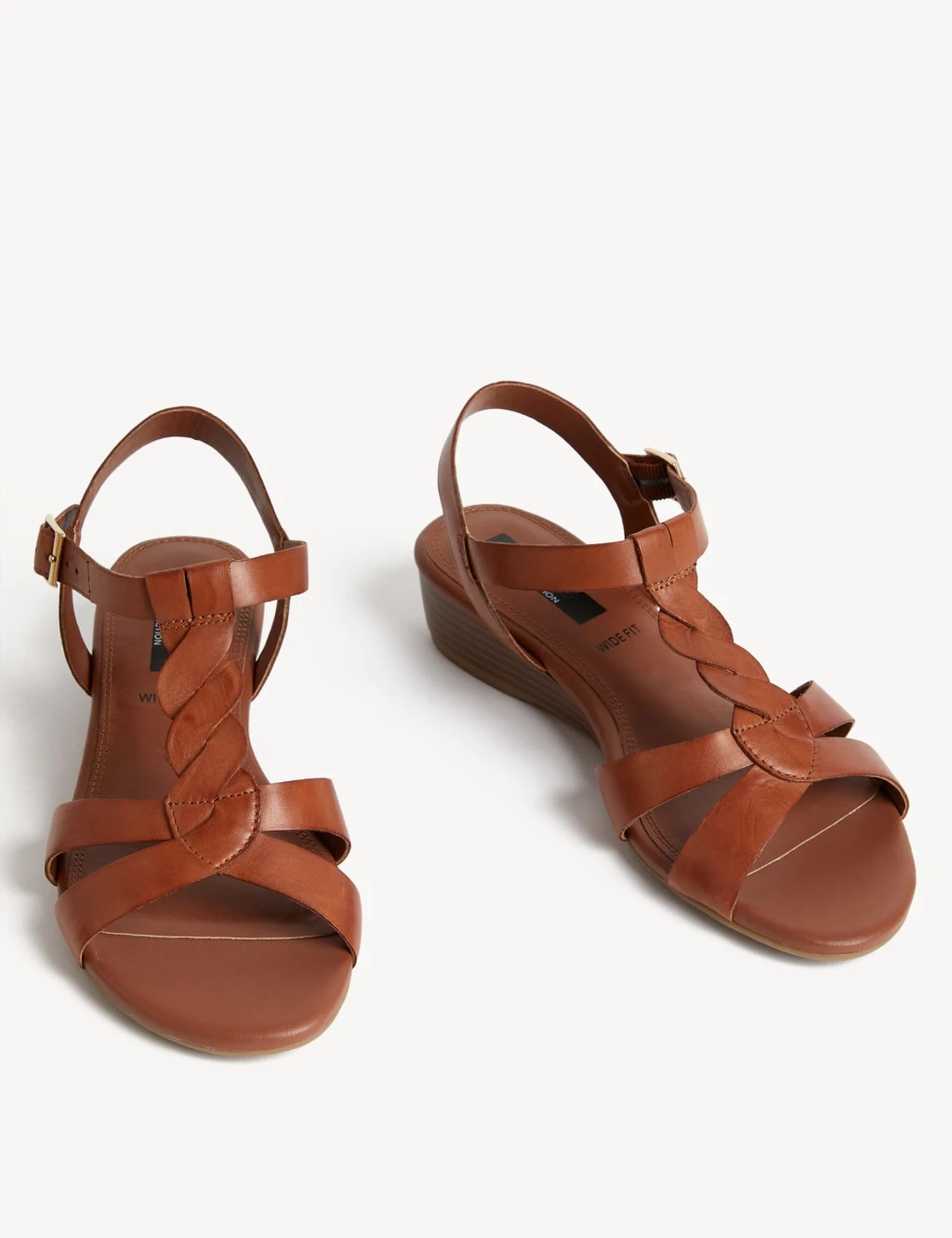 Wide Fit Leather Wedge Sandals 2 Wide Fit Leather Wedge Sandals - Image 2