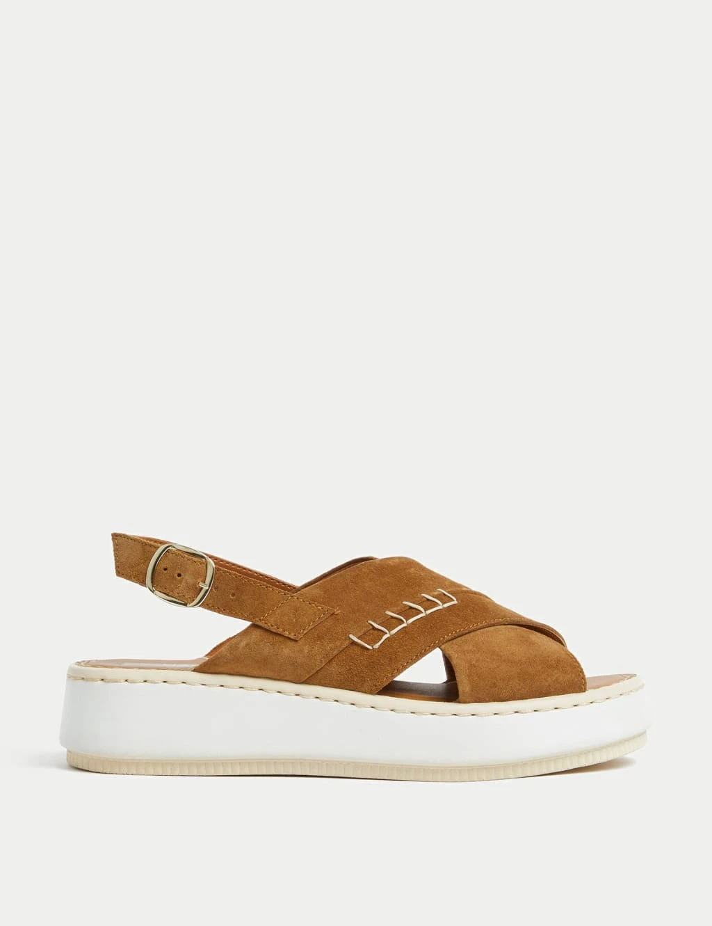 Suede Crossover Flatform Sandals 1 Suede Crossover Flatform Sandals
