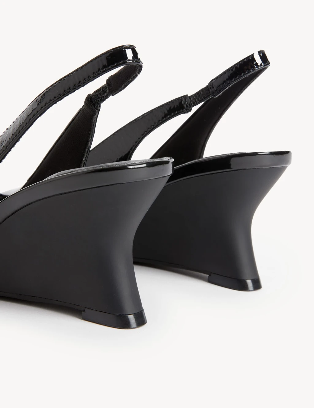 Leather Patent Wedge Slingback Shoes 3 Leather Patent Wedge Slingback Shoes - Image 3