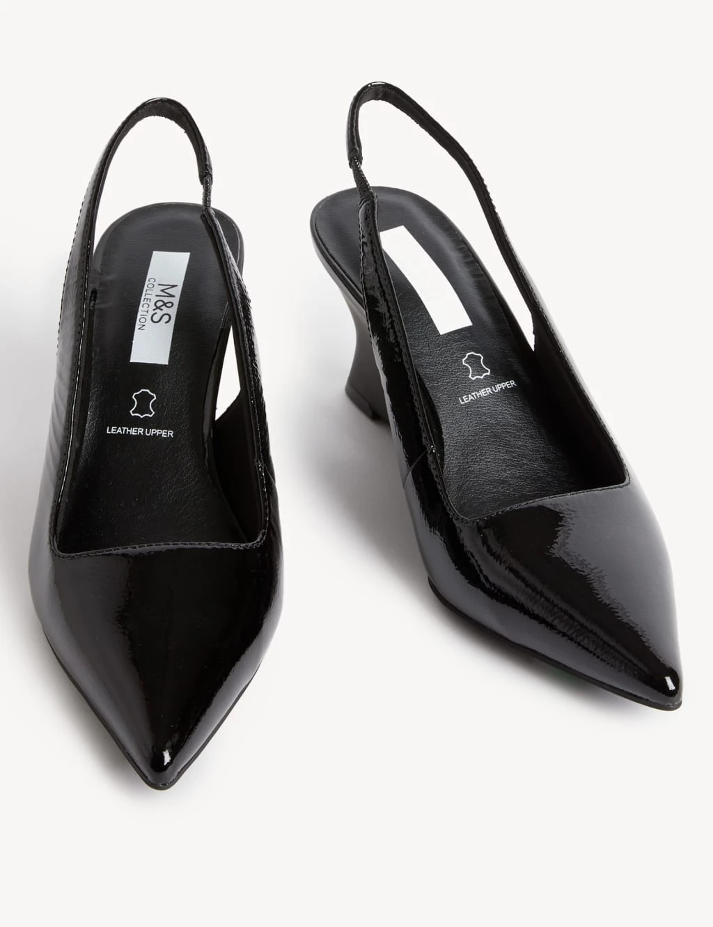 Leather Patent Wedge Slingback Shoes 2 Leather Patent Wedge Slingback Shoes - Image 2