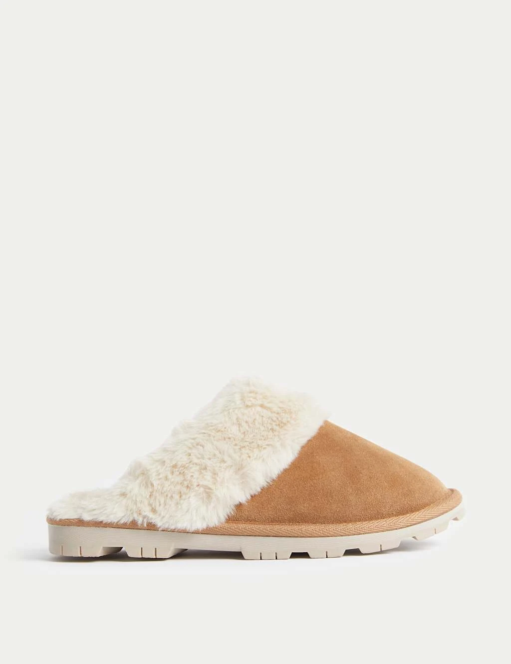 Suede Faux Fur Lined Mule Slippers 1 Suede Faux Fur Lined Mule Slippers