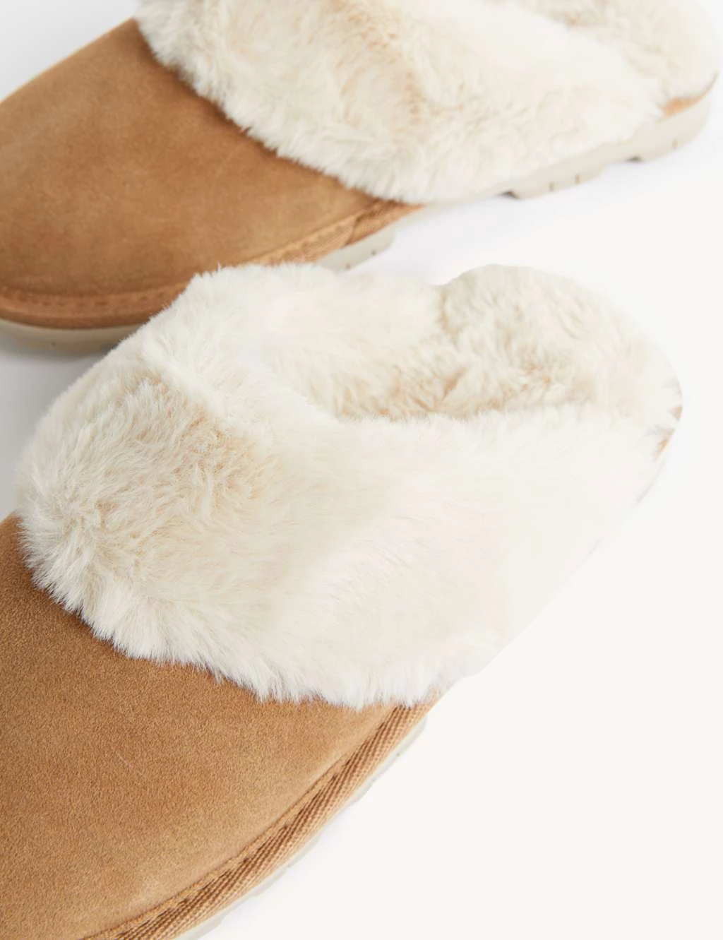 Suede Faux Fur Lined Mule Slippers 3 Suede Faux Fur Lined Mule Slippers - Image 3