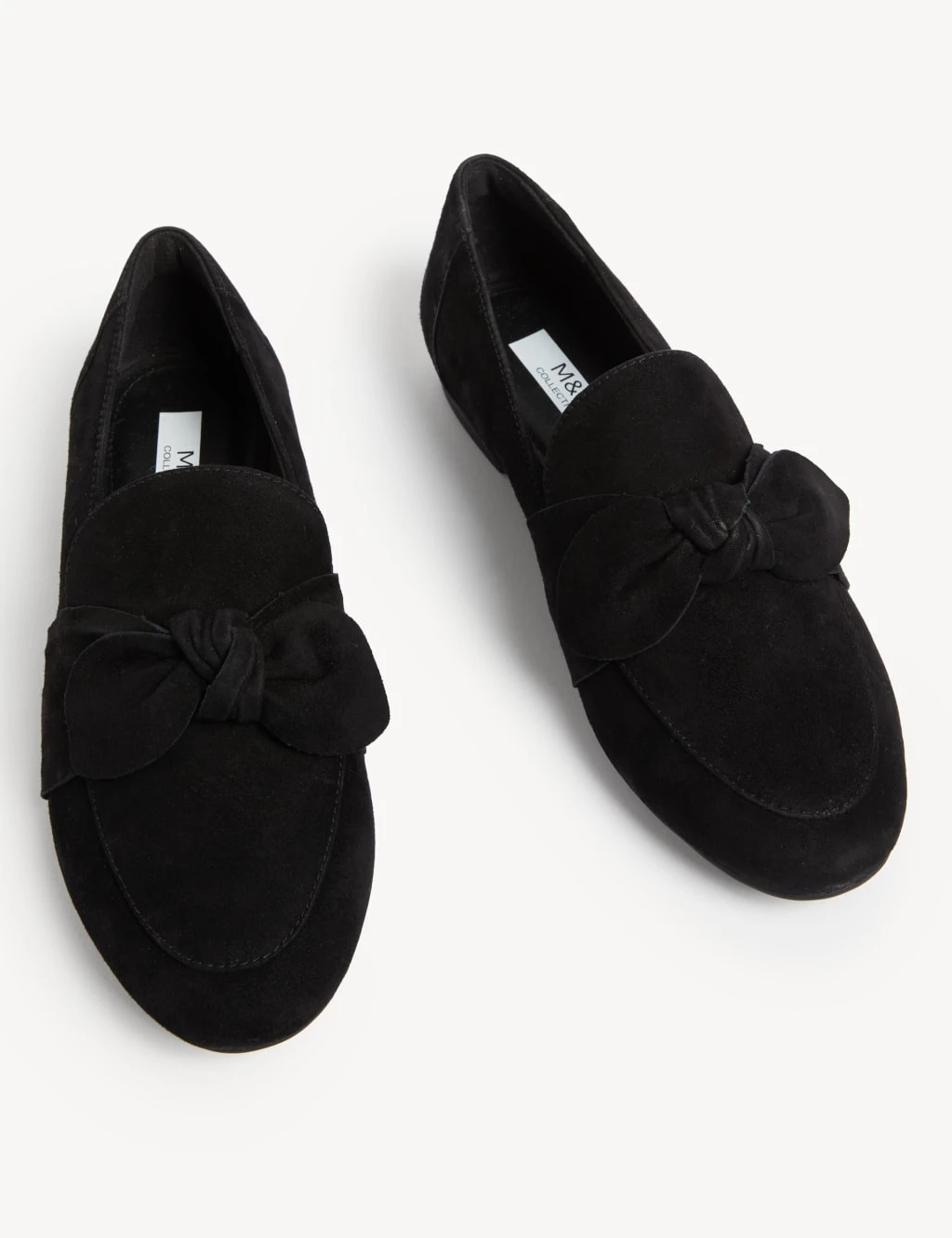 Wide Fit Suede Bow Flat Loafers 2 Wide Fit Suede Bow Flat Loafers - Image 2