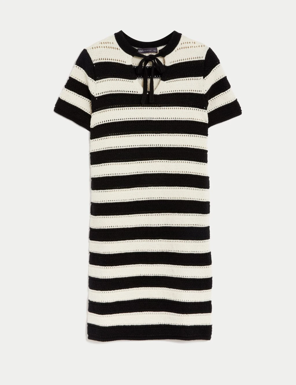 Cotton Rich Striped V-Neck Knitted Dress 1 Cotton Rich Striped V-Neck Knitted Dress
