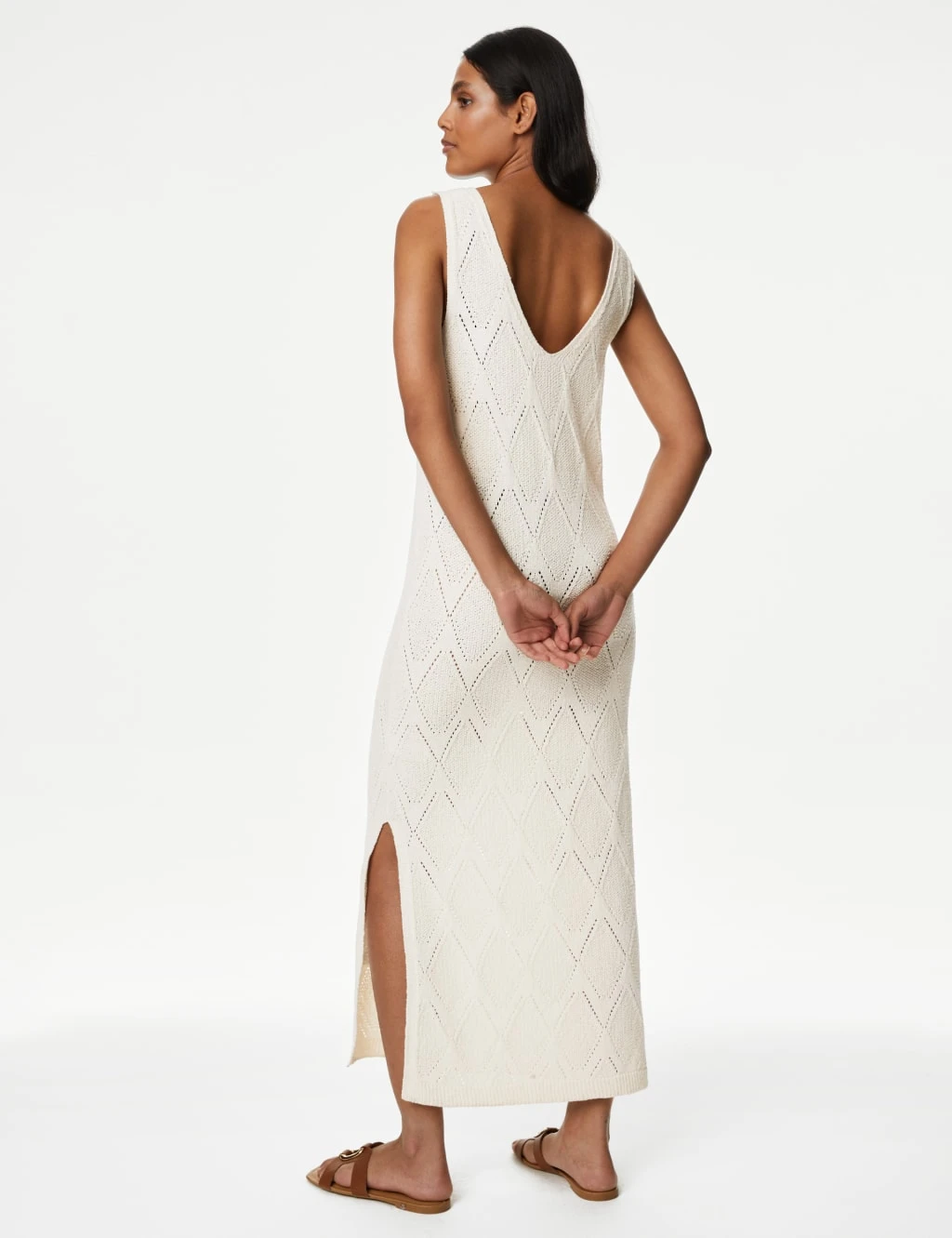 Cotton Rich Textured V-Neck Knitted Dress 5 Cotton Rich Textured V-Neck Knitted Dress - Image 5