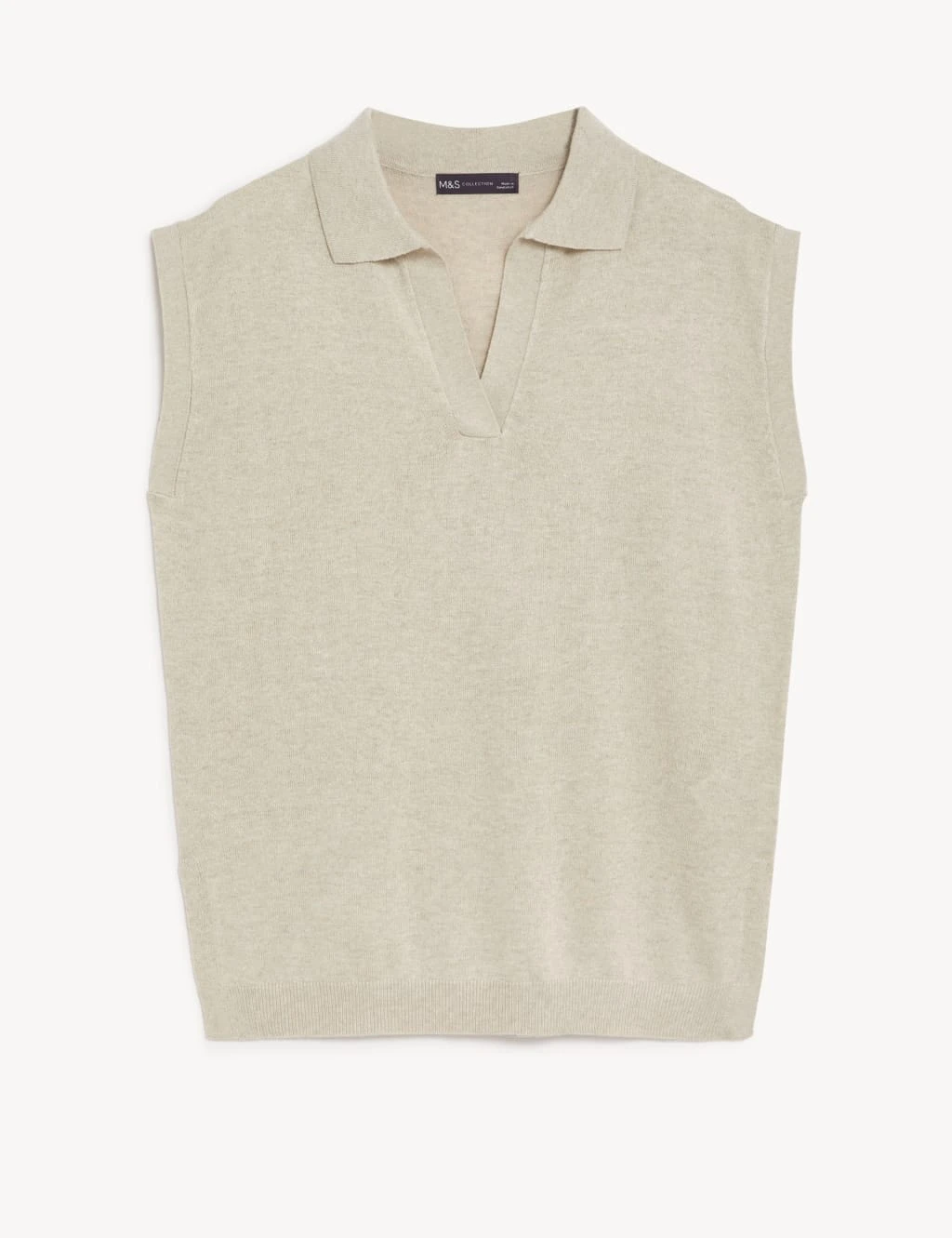 Collared Relaxed Knitted Vest With Linen 2 Collared Relaxed Knitted Vest With Linen - Image 2