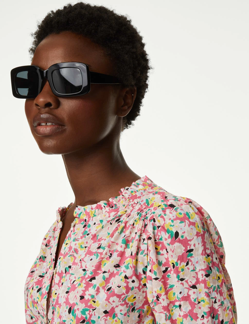 Pure Cotton Floral Puff Sleeve Blouse 1 Pure Cotton Floral Puff Sleeve Blouse