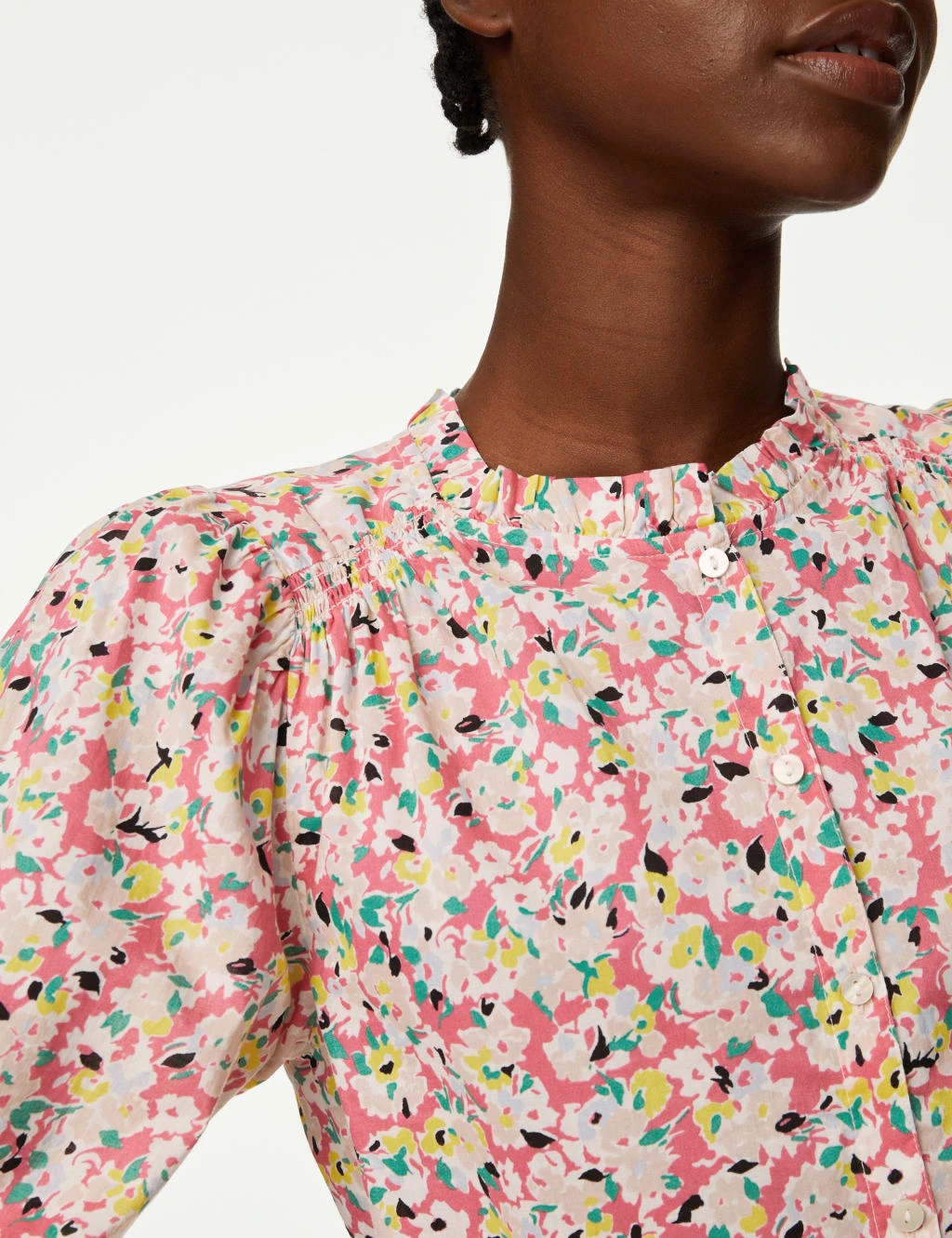 Pure Cotton Floral Puff Sleeve Blouse 6 Pure Cotton Floral Puff Sleeve Blouse - Image 6