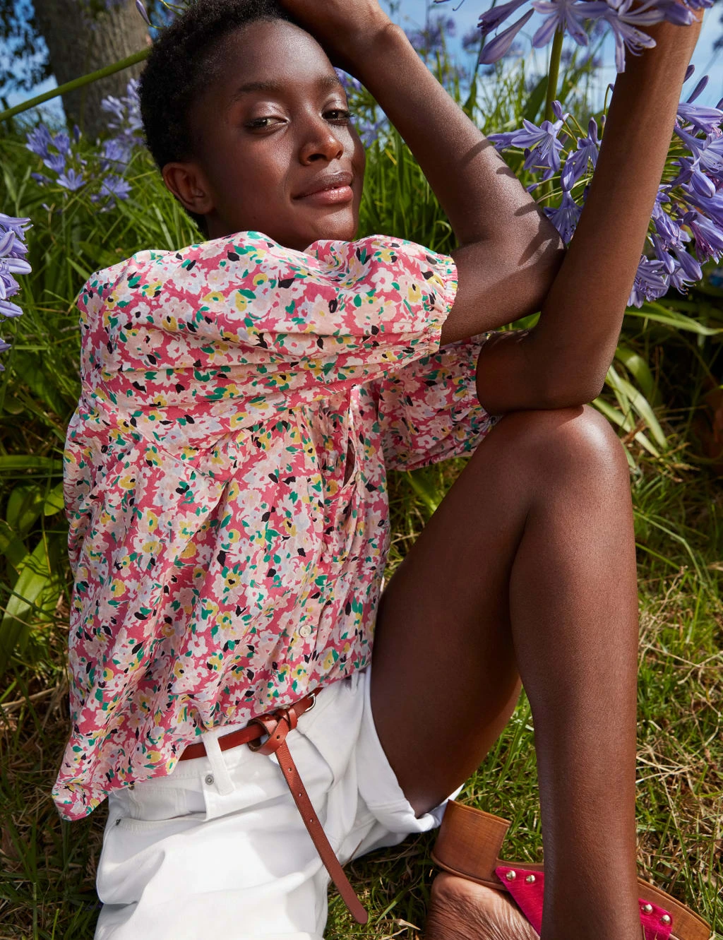 Pure Cotton Floral Puff Sleeve Blouse 7 Pure Cotton Floral Puff Sleeve Blouse - Image 7