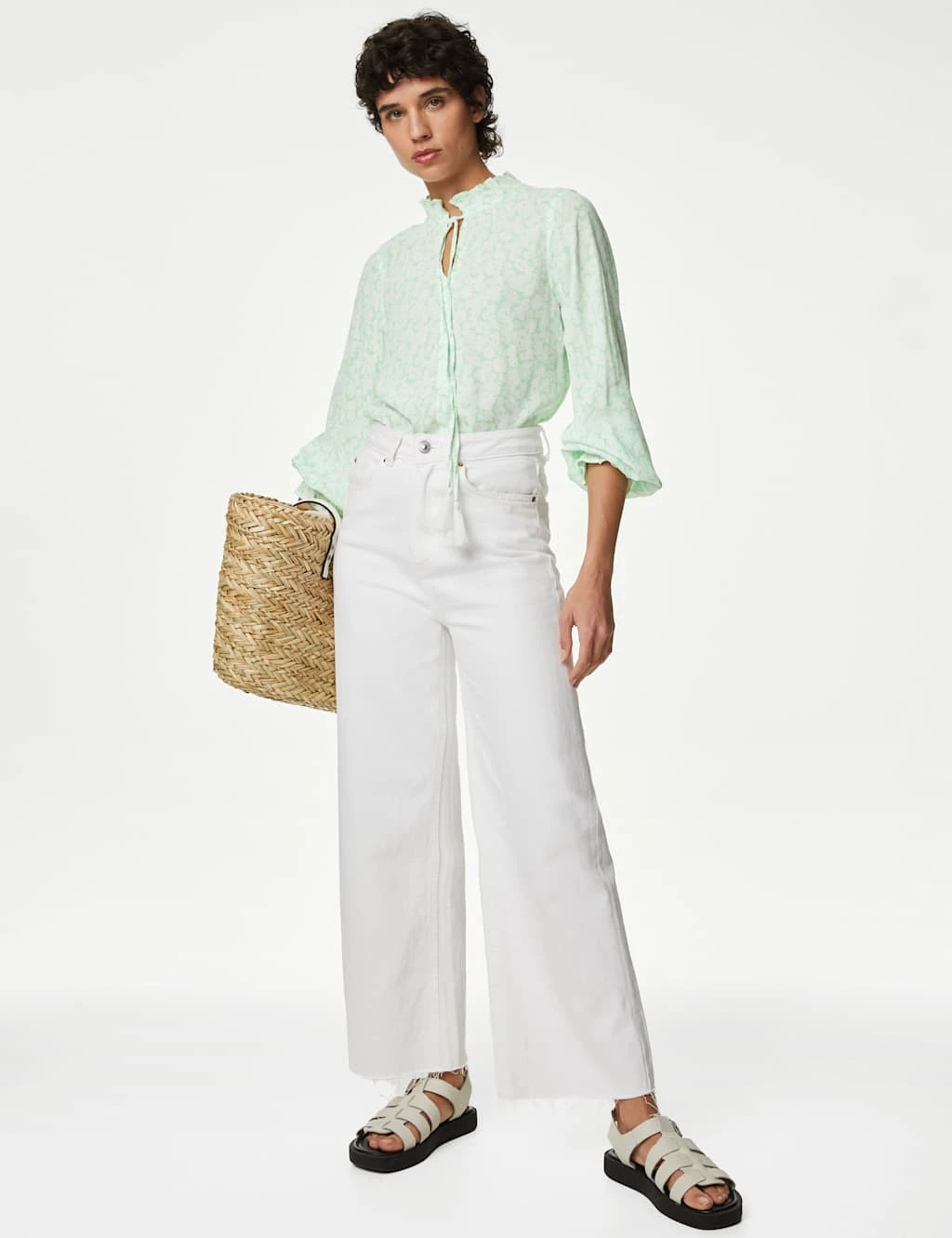 Floral Tie Neck Ruffle Blouse 3 Floral Tie Neck Ruffle Blouse - Image 3