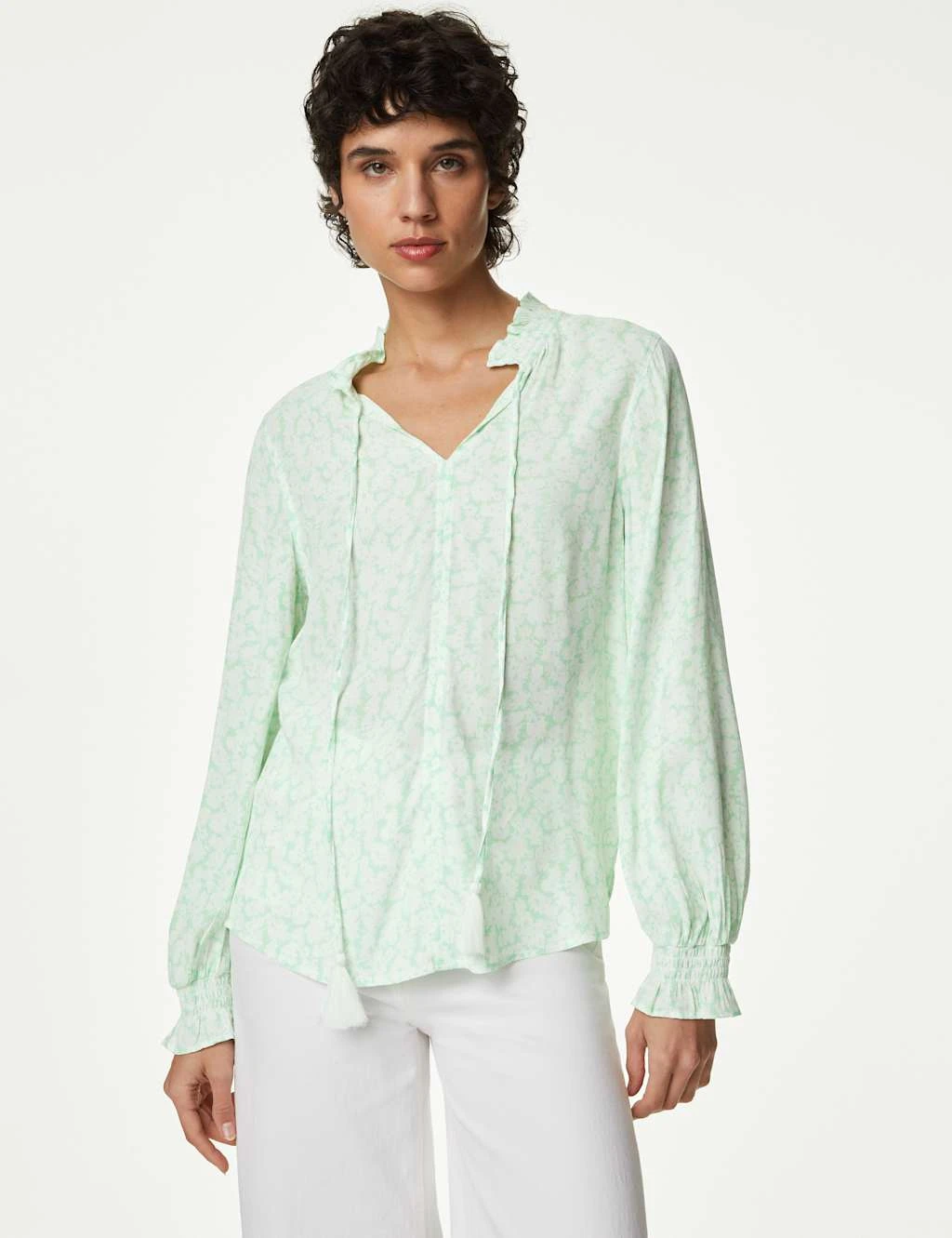 Floral Tie Neck Ruffle Blouse 4 Floral Tie Neck Ruffle Blouse - Image 4