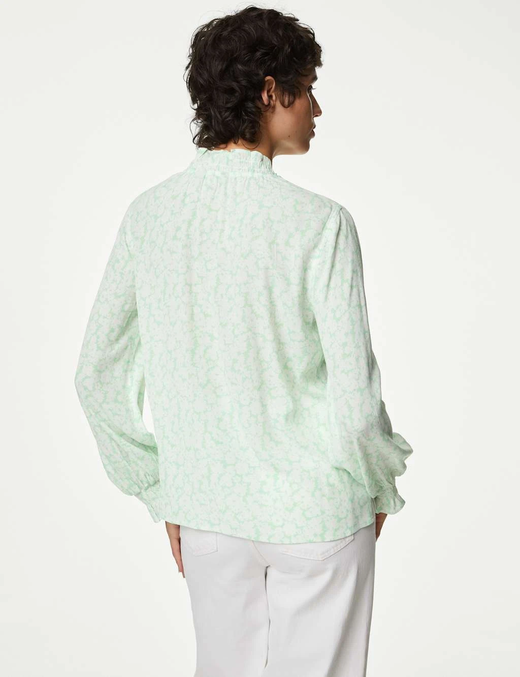 Floral Tie Neck Ruffle Blouse 5 Floral Tie Neck Ruffle Blouse - Image 5