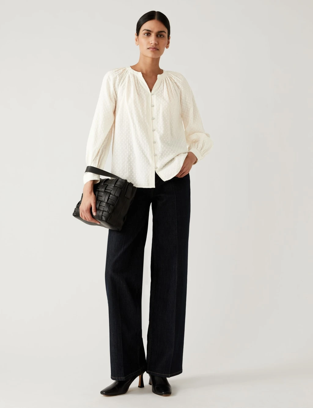 Pure Cotton Textured Puff Sleeve Blouse 3 Pure Cotton Textured Puff Sleeve Blouse - Image 3