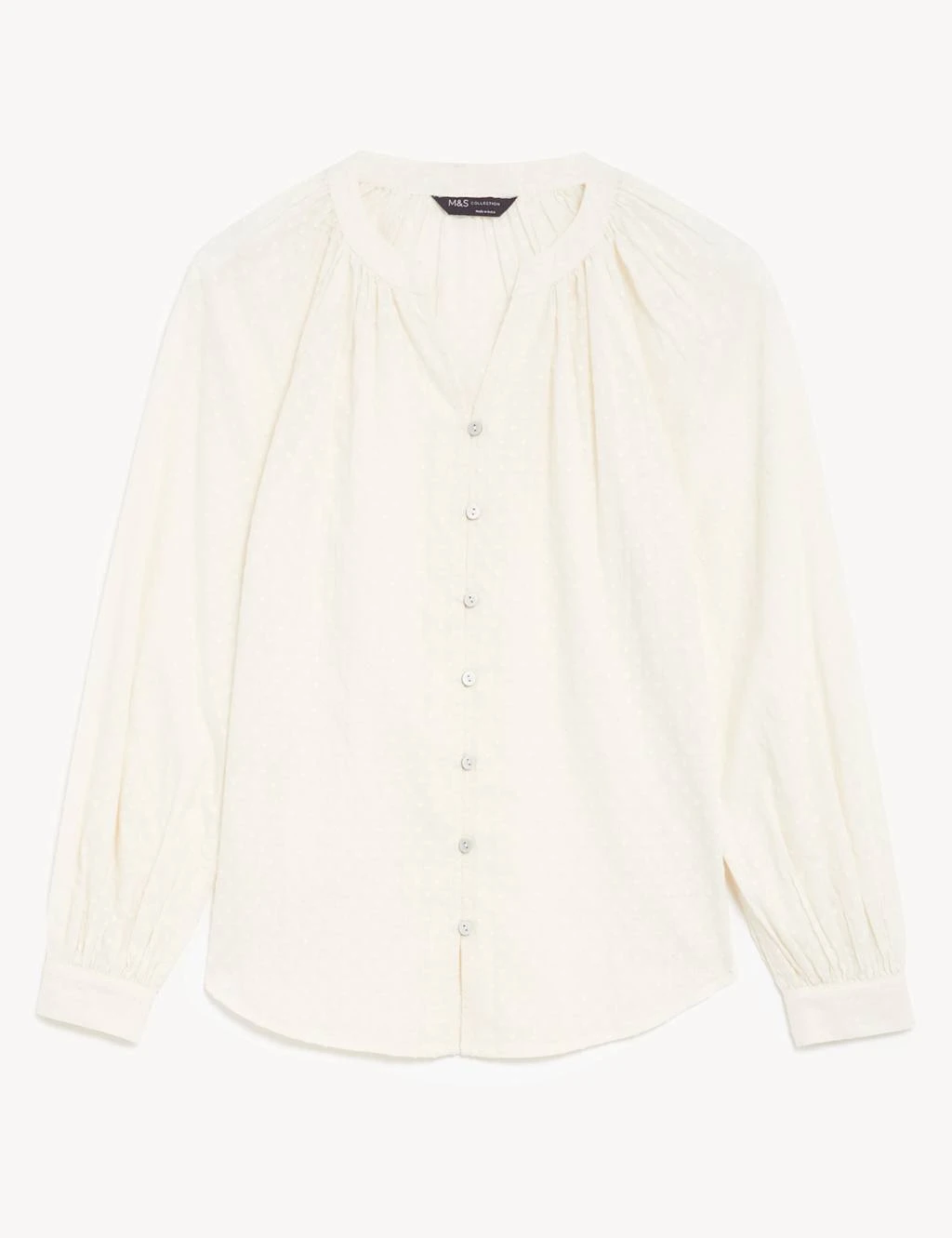 Pure Cotton Textured Puff Sleeve Blouse 2 Pure Cotton Textured Puff Sleeve Blouse - Image 2