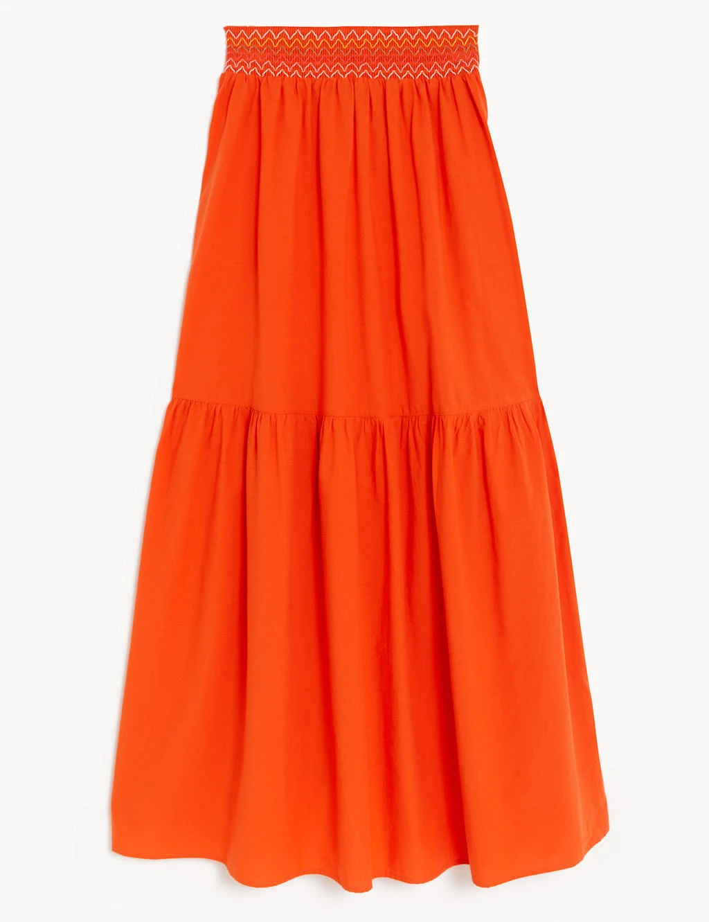 Pure Cotton Seam Detail Midi Tiered Skirt 2 Pure Cotton Seam Detail Midi Tiered Skirt - Image 2