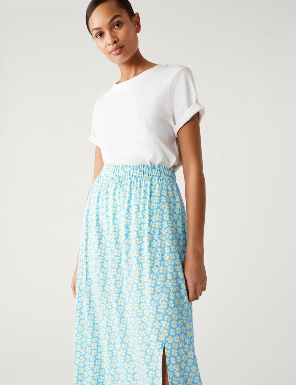 Printed Side Split Midi A-Line Skirt 5 Printed Side Split Midi A-Line Skirt - Image 5