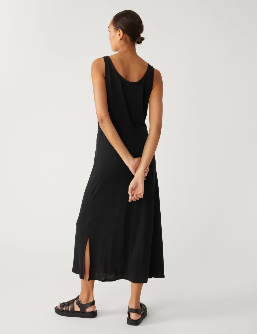 Linen Rich Jersey Midaxi Waisted Dress 5 Linen Rich Jersey Midaxi Waisted Dress - Image 5