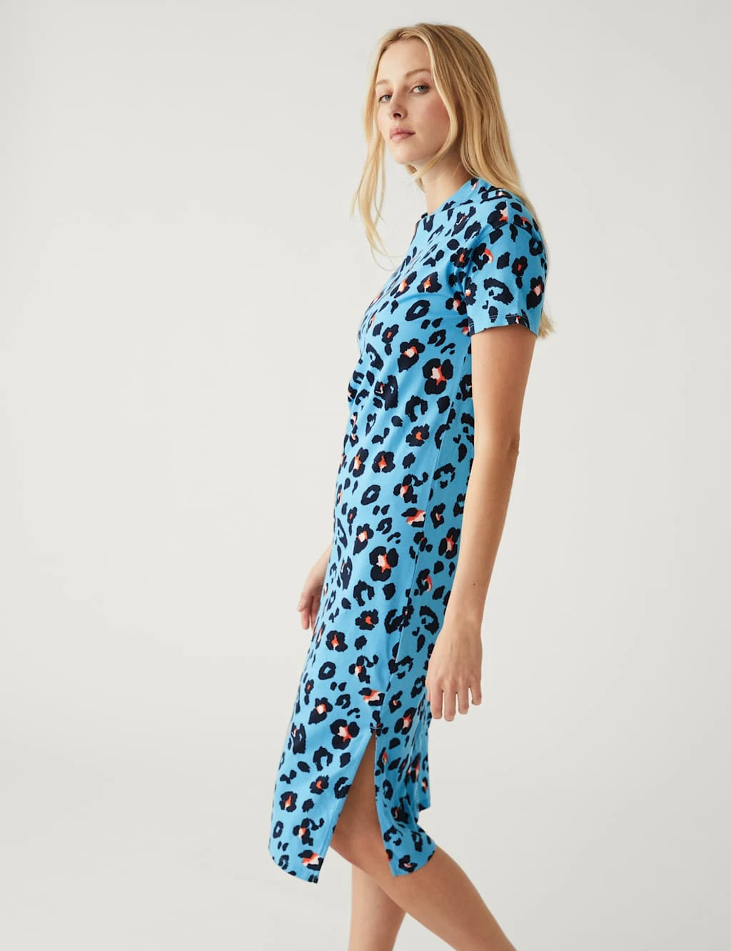 Pure Cotton Printed Midi T-Shirt Dress 3 Pure Cotton Printed Midi T-Shirt Dress - Image 3