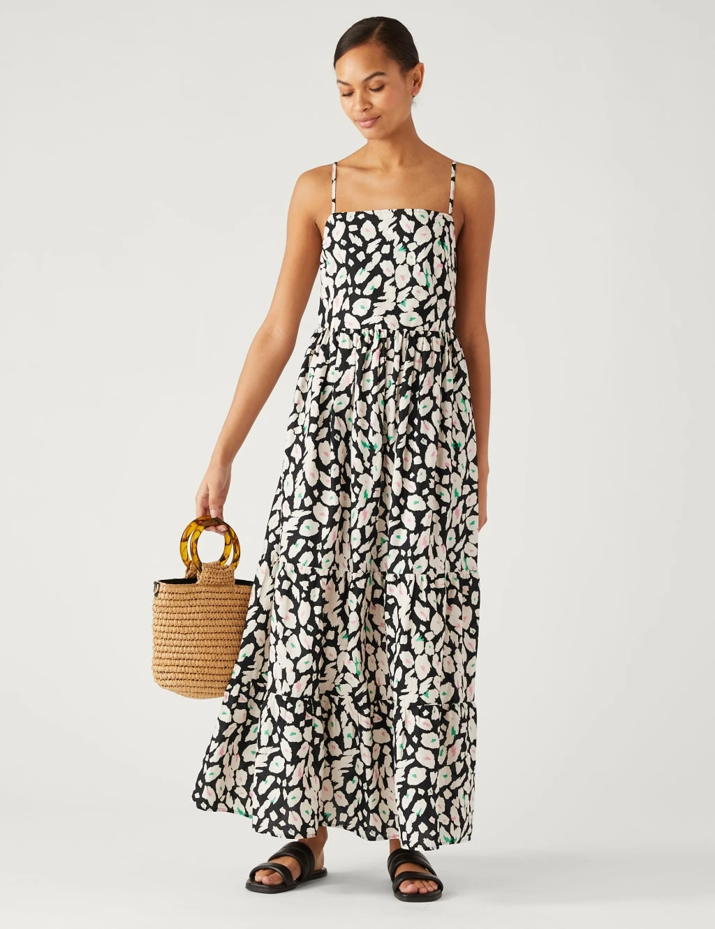 Pure Cotton Printed Midaxi Cami Dress 1 Pure Cotton Printed Midaxi Cami Dress