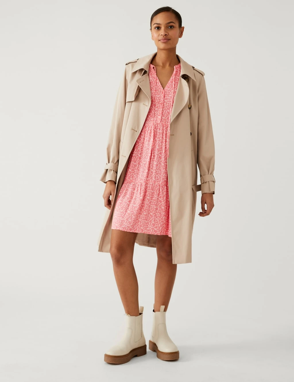 Printed Tie Neck Mini Tiered Dress 5 Printed Tie Neck Mini Tiered Dress - Image 5