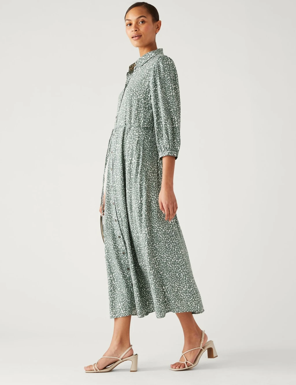 Printed Tie Waist Midi Shirt Dress 4 Printed Tie Waist Midi Shirt Dress - Image 4