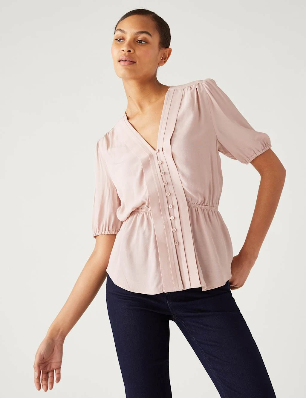 Pleated Button Through Blouse 4 Pleated Button Through Blouse - Image 4