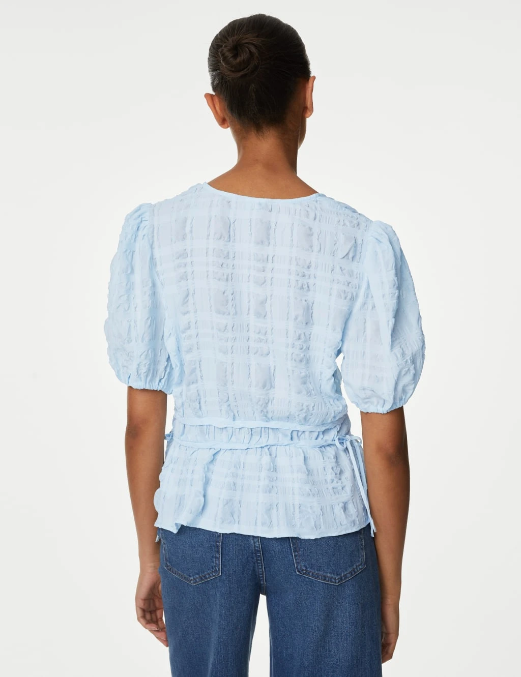 Textured V-Neck Button Through Blouse 5 Textured V-Neck Button Through Blouse - Image 5