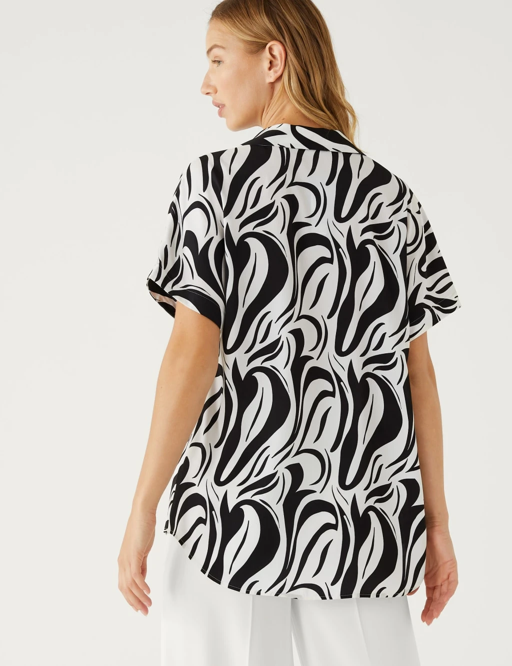 Satin Printed Popover Blouse 5 Satin Printed Popover Blouse - Image 5