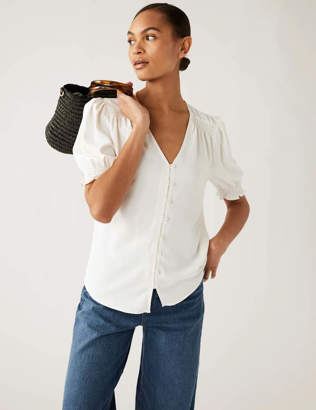 V-Neck Button Detail Blouse 1 V-Neck Button Detail Blouse
