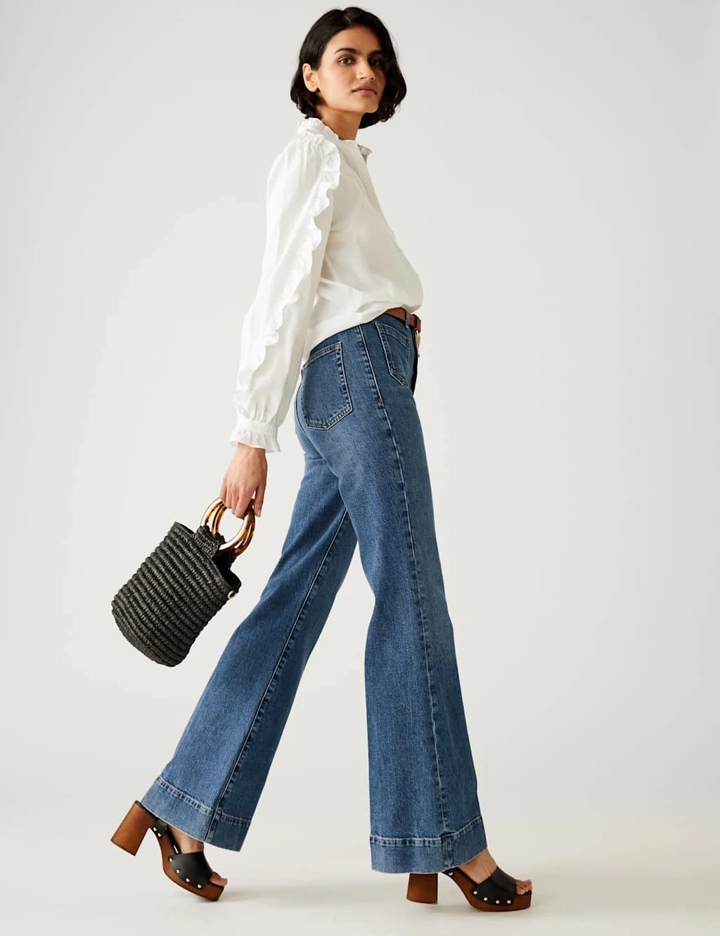 V-Neck Frill Detail Button Through Blouse 1 V-Neck Frill Detail Button Through Blouse