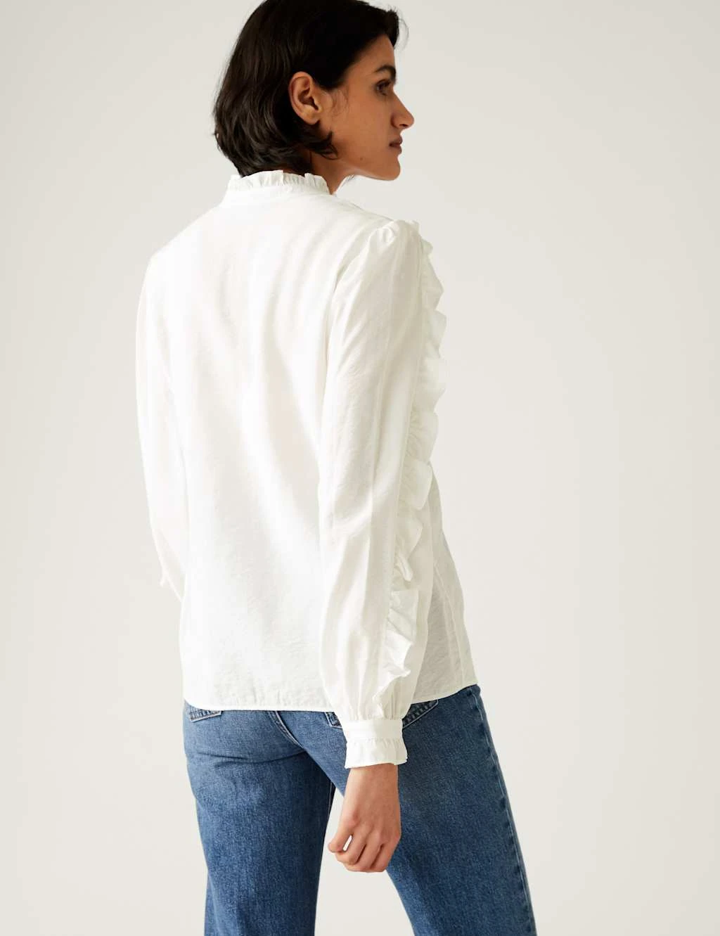 V-Neck Frill Detail Button Through Blouse 5 V-Neck Frill Detail Button Through Blouse - Image 5