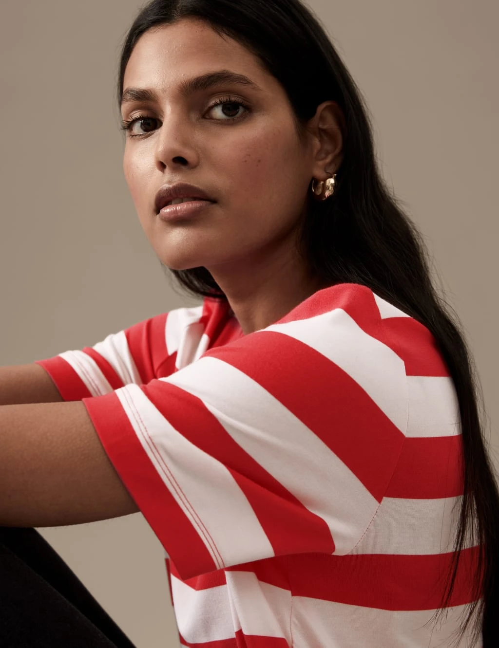 Jersey Striped Crew Neck T-Shirt 1 Jersey Striped Crew Neck T-Shirt