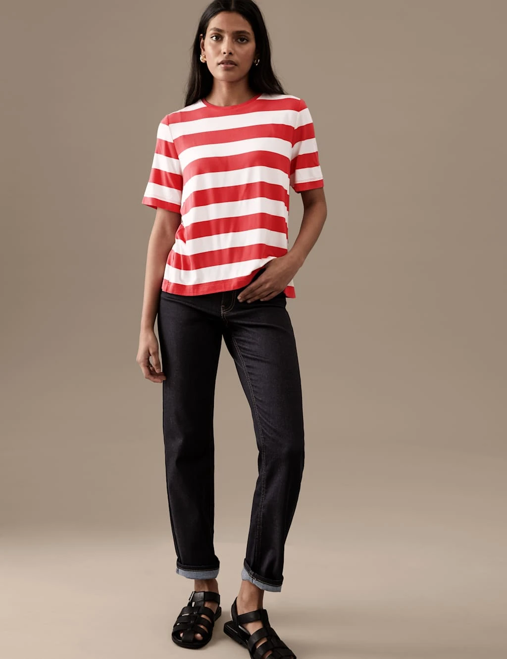 Jersey Striped Crew Neck T-Shirt 3 Jersey Striped Crew Neck T-Shirt - Image 3