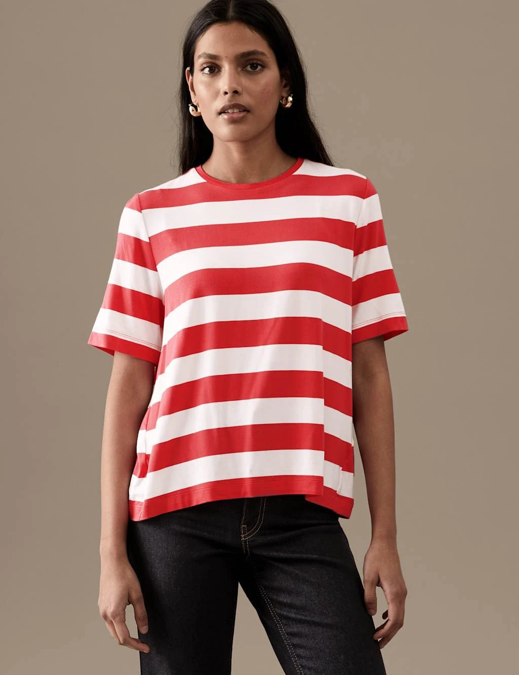 Jersey Striped Crew Neck T-Shirt 4 Jersey Striped Crew Neck T-Shirt - Image 4