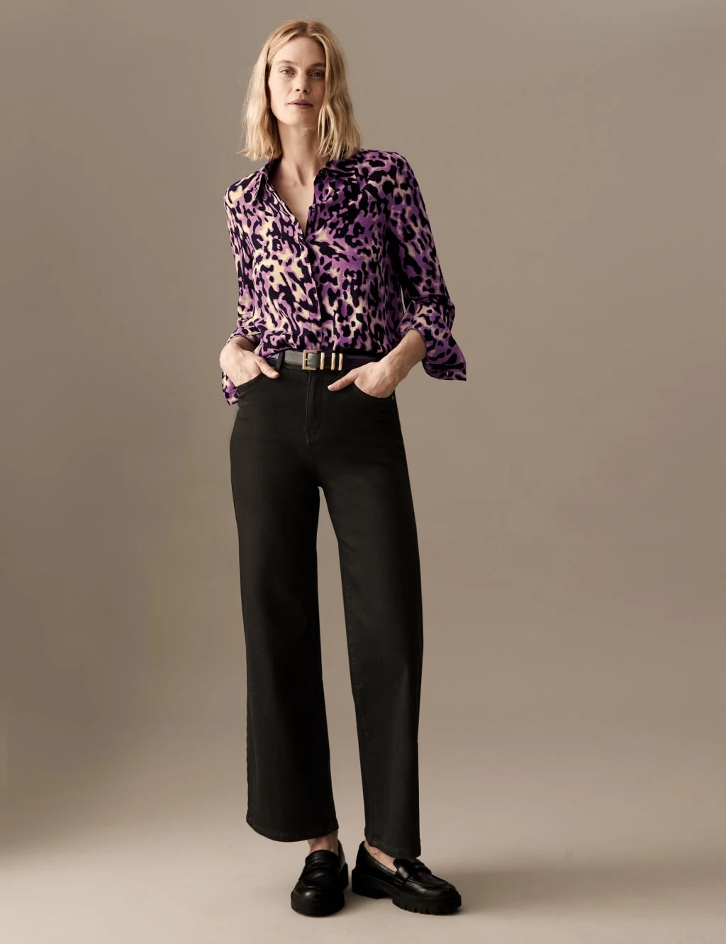 Cupro Rich Animal Print Collared Shirt 1 Cupro Rich Animal Print Collared Shirt