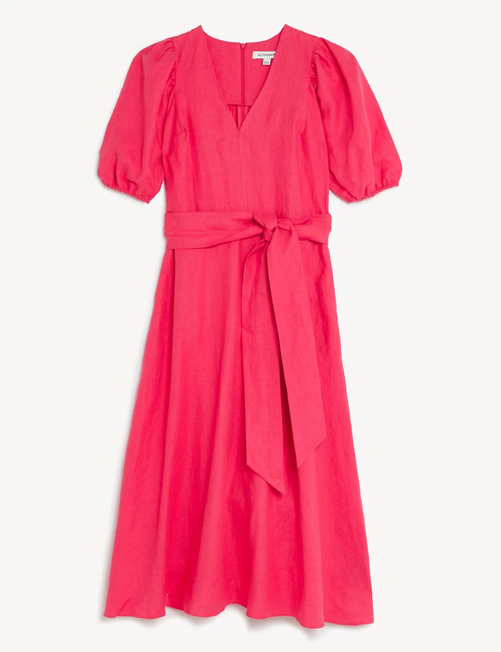 Pure Irish Linen V-Neck Midaxi Waisted Dress 2 Pure Irish Linen V-Neck Midaxi Waisted Dress - Image 2